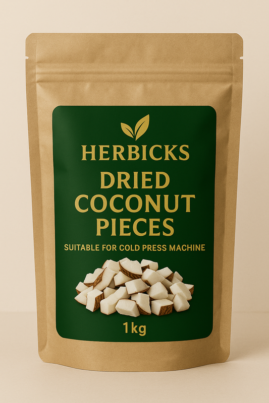 Herbicks Dried Coconut 1 Kg – Fresh machine dried coconut chunks for cold press oil